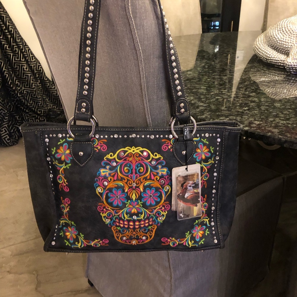 Montana West Embroidered Sugar Skull Shoulder Bag- NWT